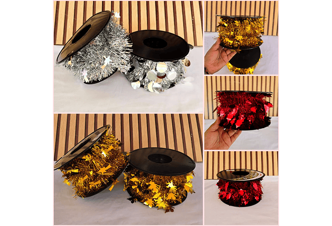 20 MTS ROLLO DE ESCARCHA VARIOS COLORES  Y MODELOS🎄🥳🎅🏻✨