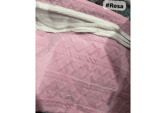 COBERTOR ABORREGADO MATRIMONIAL DISEÑO TRENZADO 190 CM X 220 CM MOD# T-30341 (AGREGAR BOLSA)