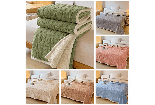 COBIJA ABORREGADA LOVE MATRIMONIAL 190x230CM MODELO #T-30445