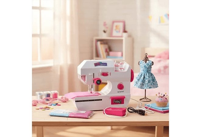 JUGUETE MÁQUINA DE COSER PARA NIÑAS (BLANCA-ROSA) MOD# 7803