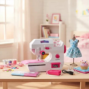 JUGUETE MÁQUINA DE COSER PARA NIÑAS (BLANCA-ROSA) MOD# 7803
