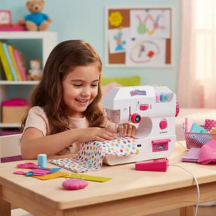 JUGUETE MÁQUINA DE COSER PARA NIÑAS (BLANCA-ROSA) MOD# 7803