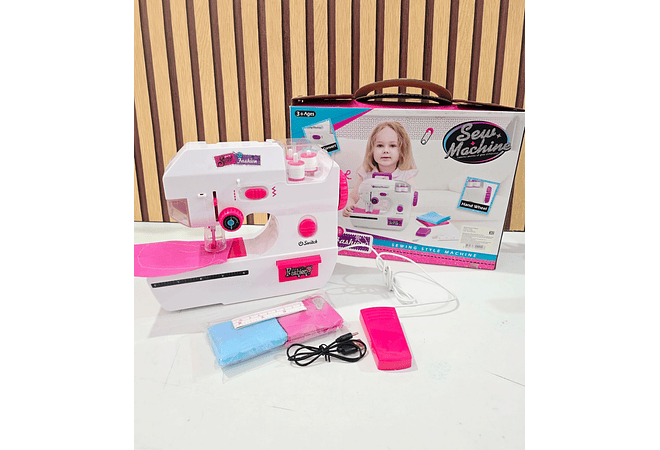 JUGUETE MÁQUINA DE COSER PARA NIÑAS (BLANCA-ROSA) MOD# 7803