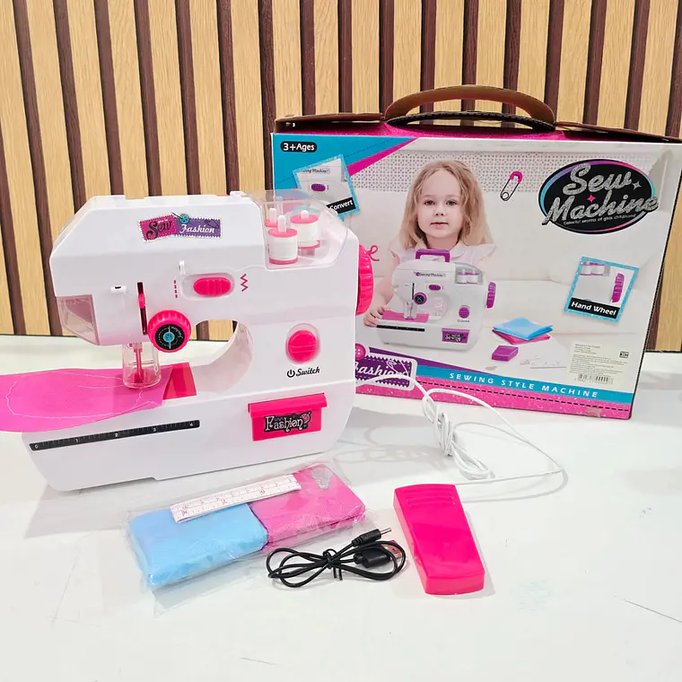 JUGUETE MÁQUINA DE COSER PARA NIÑAS (BLANCA-ROSA) MOD# 7803 7