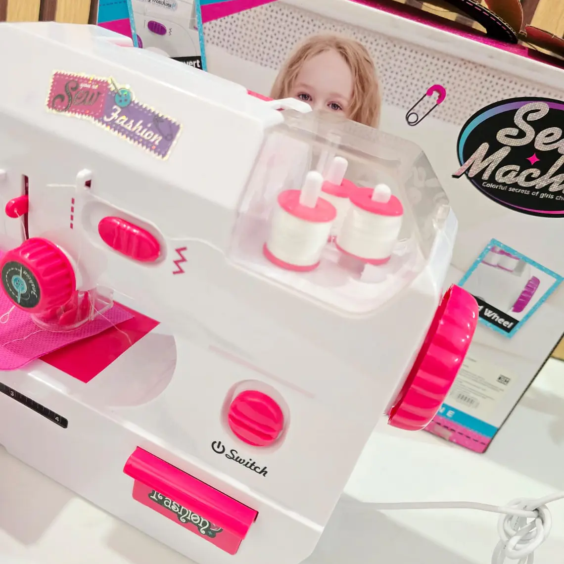 JUGUETE MÁQUINA DE COSER PARA NIÑAS (BLANCA-ROSA) MOD# 7803 8