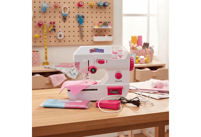 JUGUETE MÁQUINA DE COSER PARA NIÑAS (BLANCA-ROSA) MOD# 7803