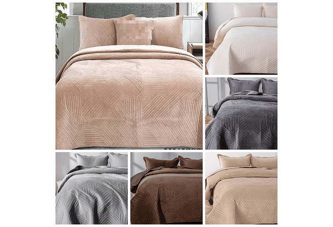 JUEGO DE COLCHA PARA CAMA + 2 FUNDAS PARA ALMOHADA  TAMAÑO QUEEN SIZE 2.2 x 2.3M MOD #T-30535