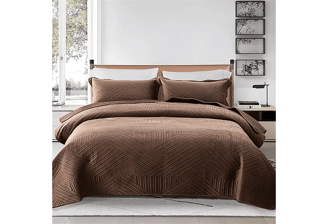 JUEGO DE COLCHA PARA CAMA + 2 FUNDAS PARA ALMOHADA  TAMAÑO QUEEN SIZE 2.2 x 2.3M MOD #T-30535