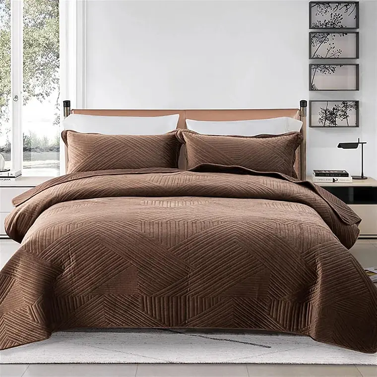 JUEGO DE COLCHA PARA CAMA + 2 FUNDAS PARA ALMOHADA  TAMAÑO QUEEN SIZE 2.2 x 2.3M MOD #T-30535 9