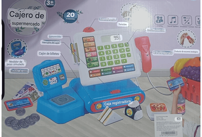 JUGUETE CAJA REGISTRADORA CON ACCESORIOS MOD# GTS594  🍓🍉
