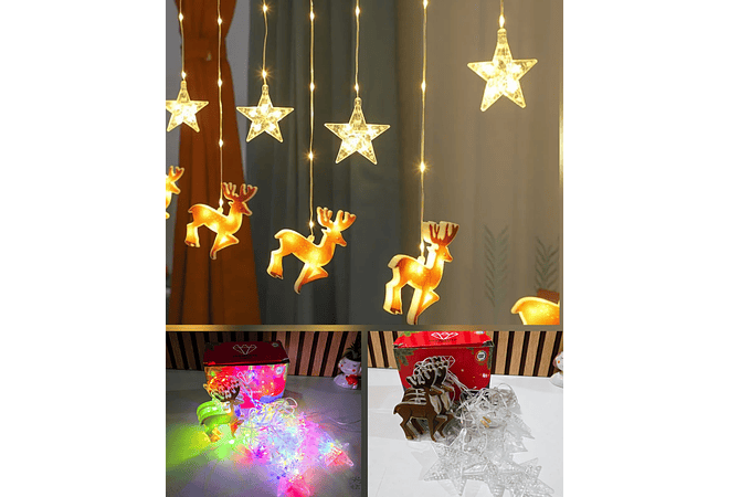 3MTS LUCES COLGANTES DIAMANTE RENO ESTRELLAS COLORES MOD# 352-018 ❄️ (en caja)