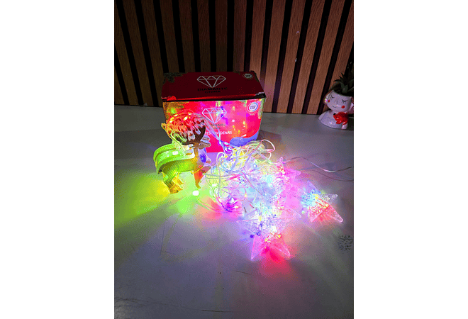 3MTS LUCES COLGANTES DIAMANTE RENO ESTRELLAS COLORES MOD# 352-018 ❄️ (en caja)