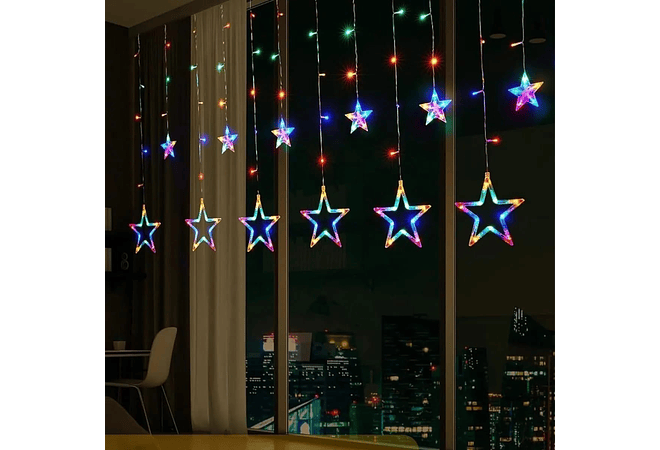 3MTS CASCADA LUCES COLGANTES DIAMANTE  ESTRELLAS COLORES  O CALIDA MOD# 352-031 O 032⭐️