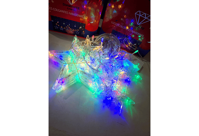 3MTS CASCADA LUCES COLGANTES DIAMANTE  ESTRELLAS COLORES  O CALIDA MOD# 352-031 O 032⭐️