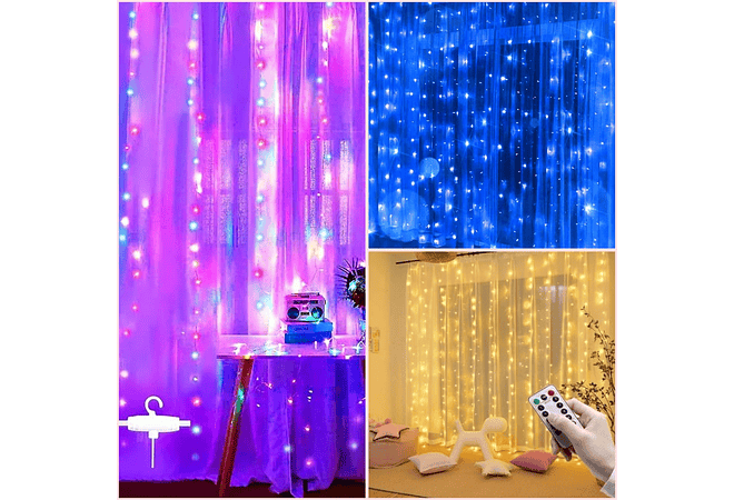 3MTS X 3MTS CORTINA ALAMBRE LUZ LED CON CONTROL USB  MOD#60HZ