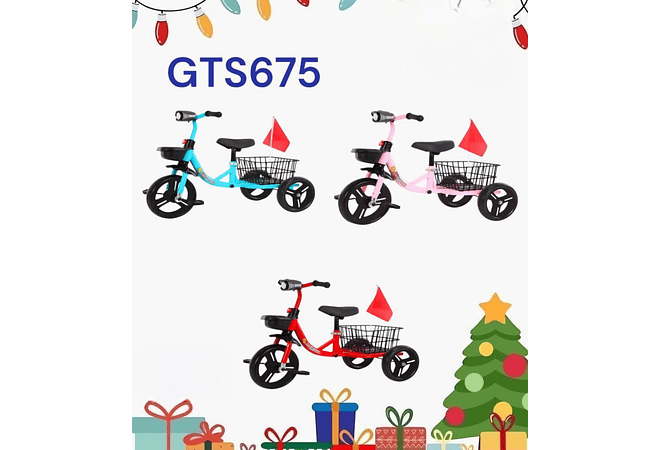 TRICICLO INFANTIL CON CANASTA Y SONIDO MOD# GTS675