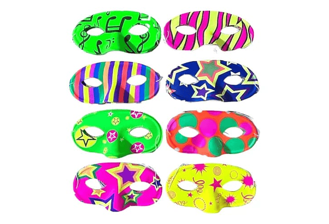 DOCENA DE SOMBREROS, CORBATA,MOÑO YANTIFAZ PARA FIESTA /COLORES NEON  🥳 🎉 👔🎩