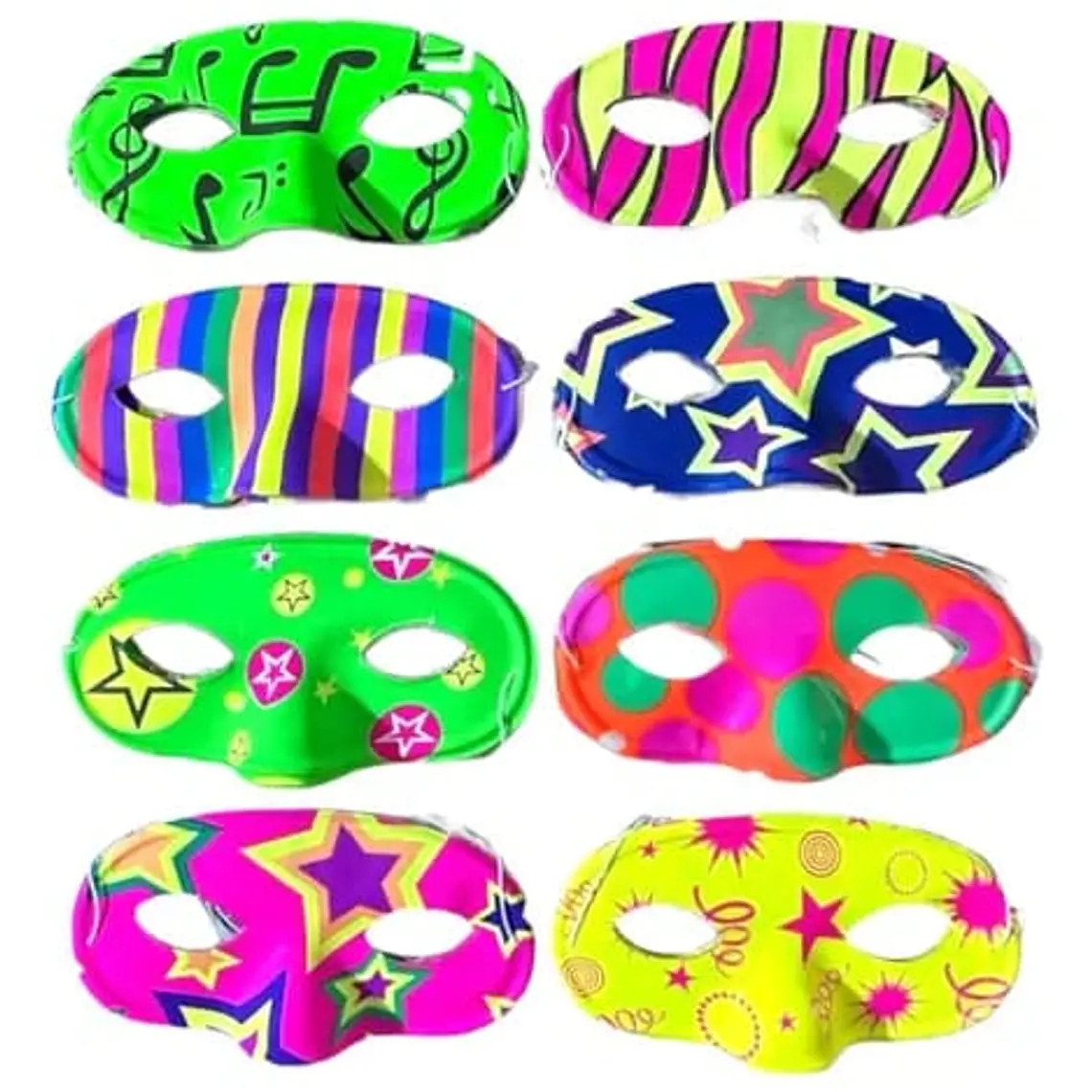 DOCENA DE SOMBREROS, CORBATA,MOÑO YANTIFAZ PARA FIESTA /COLORES NEON  🥳 🎉 👔🎩 10