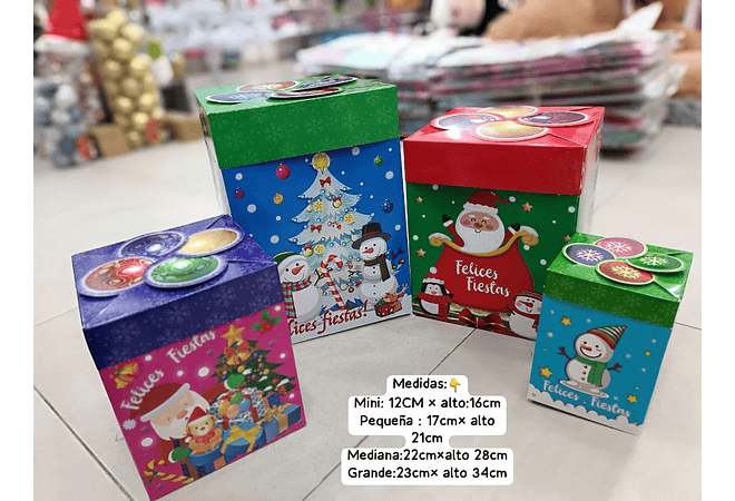 SET DE 4 CAJAS PARA REGALO DISEÑO NAVIDAD (HEXÁGONAL O CUADRADA) 🎁