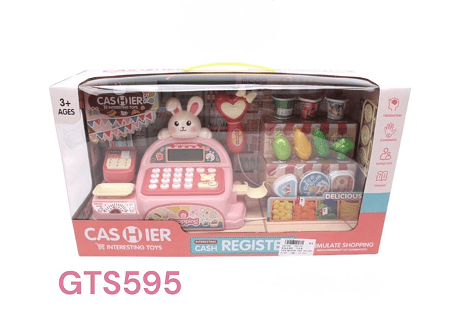 JUGUETE/CAJA REGISTRADORA CONEJITO CON ACCESORIOS CON SONIDO MOD# GTS595 🖥️💰