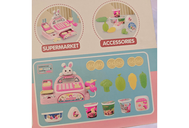 JUGUETE/CAJA REGISTRADORA CONEJITO CON ACCESORIOS CON SONIDO MOD# GTS595 🖥️💰