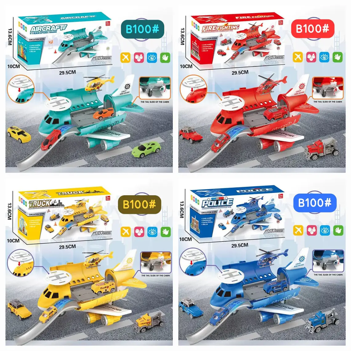 JUGUETE AVIÓN CON PISTA Y ACCESORIOS MOD#B100-1A 1