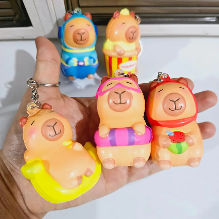 PAQ DE 3 SQUISHY KAWAII/LLAVERO DISEÑO CAPIBARA MOD# LLC 2