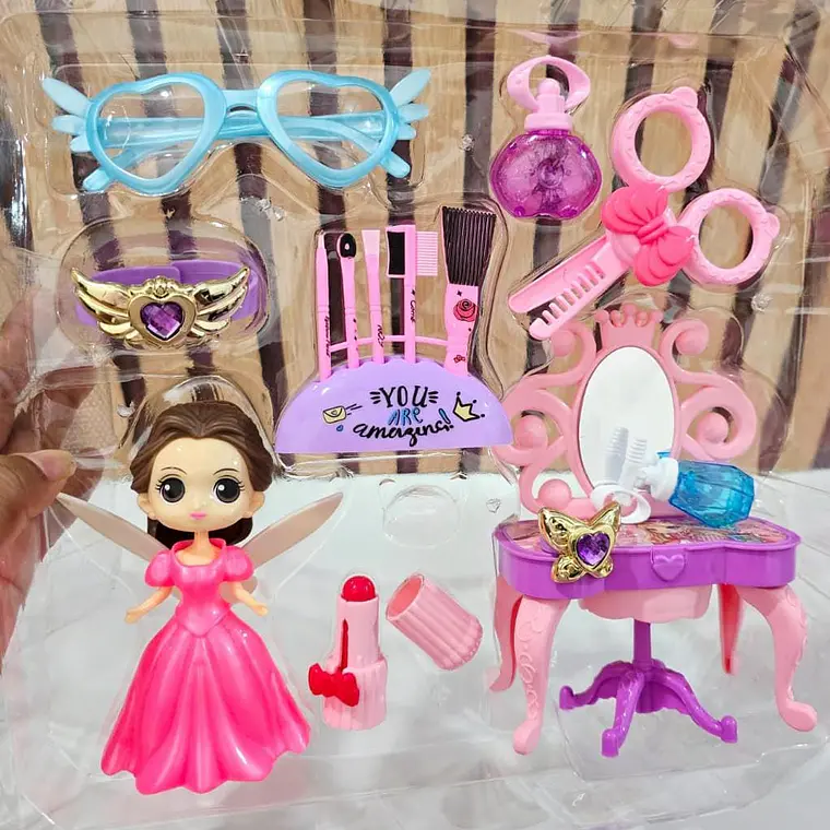 SET DE MUÑECA Y ACCESORIOS MAKE UP MODEL#55AKO 6