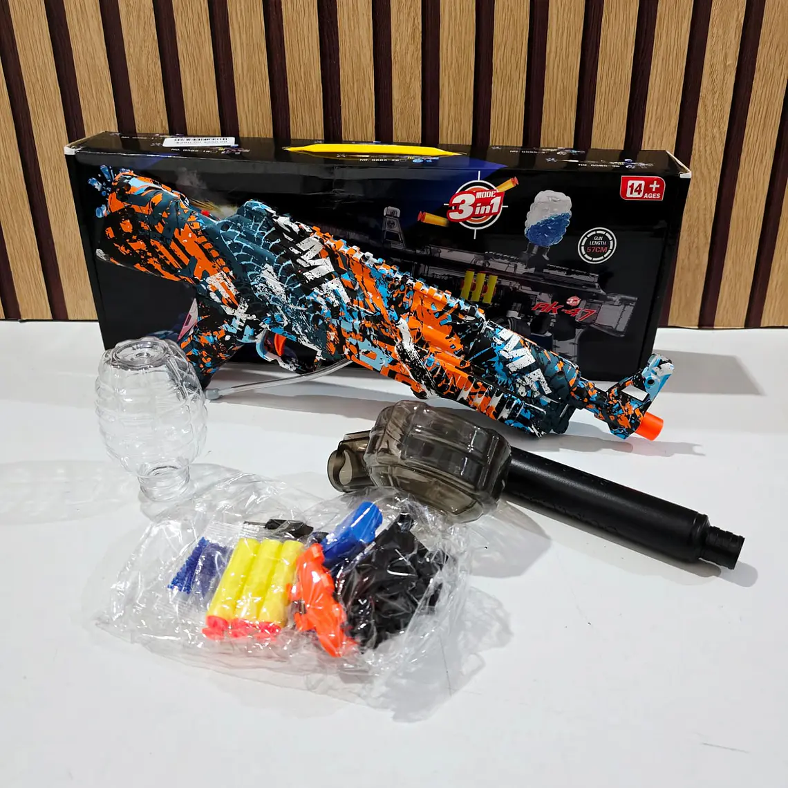 PISTOLA DE HIDROGEL AK-47 3 EN 1, MOD #G585 AL AZAR 4