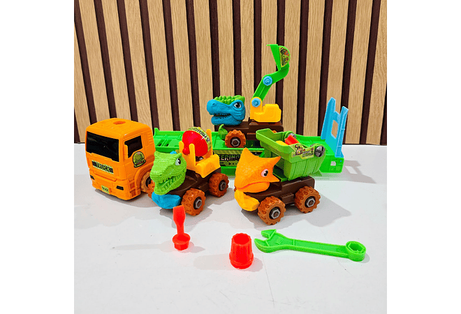 TRAILER TRANSPORTADOR DE CAMIONES DE DINOSAURIOS MULTICOLOR MOD #HP1161642