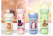 VASO TÉRMICO CON ASA  DISEÑO ANIMALITOS DE 380 ML MOD# H-BW-1457