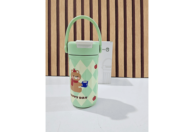 VASO TÉRMICO CON ASA  DISEÑO ANIMALITOS DE 380 ML MOD# H-BW-1457