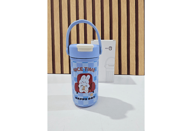 VASO TÉRMICO CON ASA  DISEÑO ANIMALITOS DE 380 ML MOD# H-BW-1457