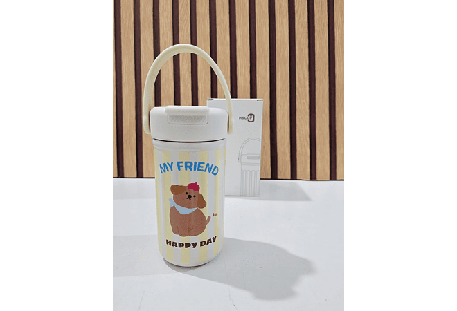 VASO TÉRMICO CON ASA  DISEÑO ANIMALITOS DE 380 ML MOD# H-BW-1457