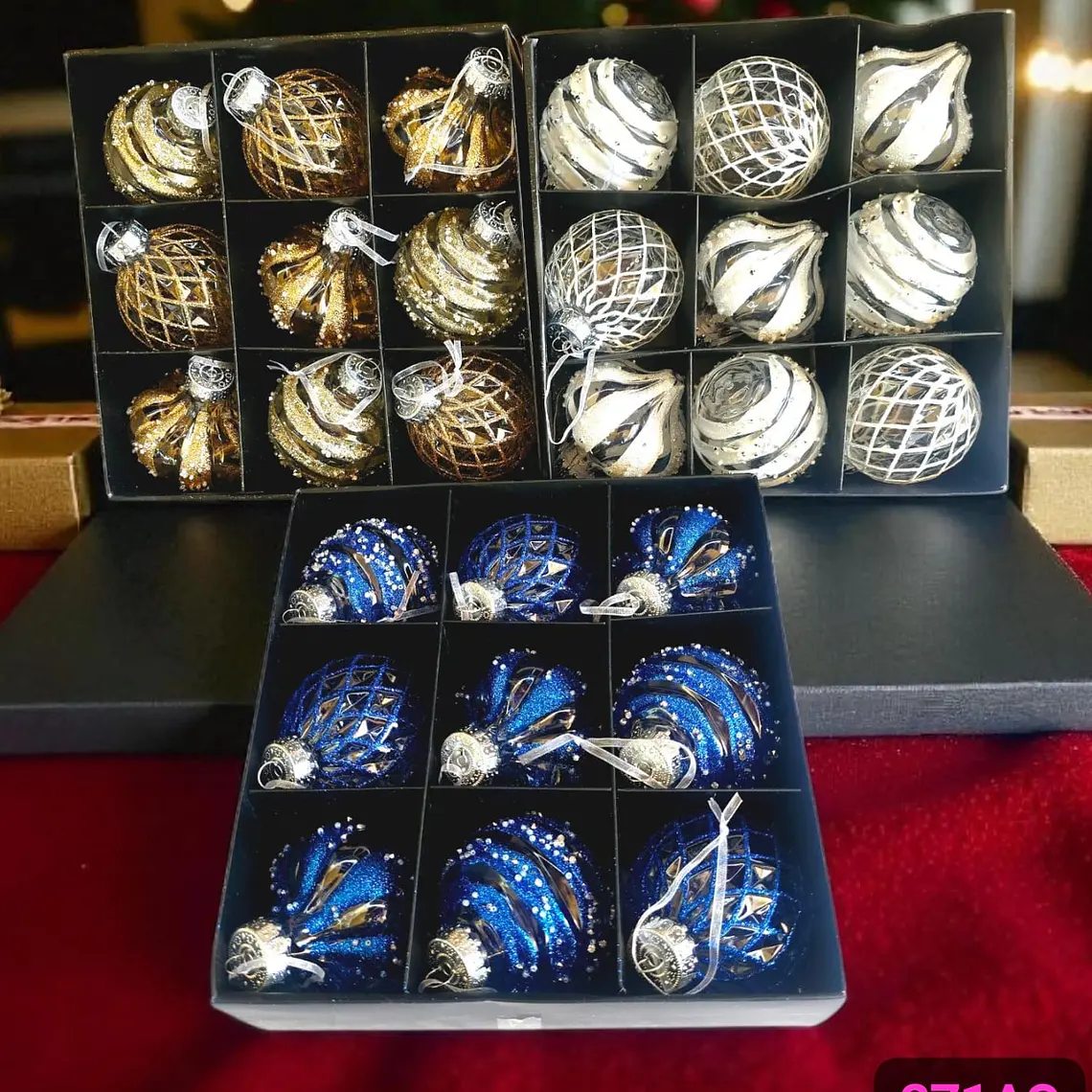 CAJA CON 9 ESFERAS NAVIDEÑAS MODELOS # SD129-27IAO (SD129-27IAN O SD129-27IAM) 1