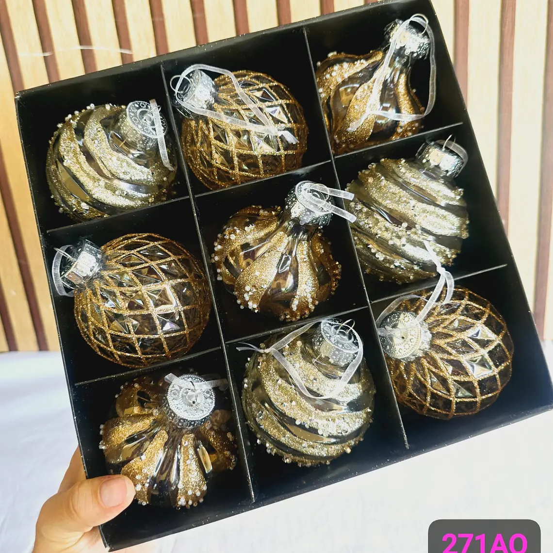 CAJA CON 9 ESFERAS NAVIDEÑAS MODELOS # SD129-27IAO (SD129-27IAN O SD129-27IAM) 6