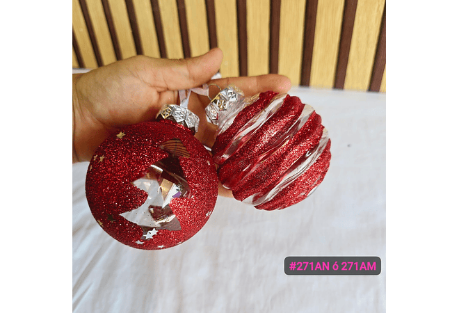 CAJA CON 9 ESFERAS NAVIDEÑAS MODELOS # SD129-27IAO (SD129-27IAN O SD129-27IAM)