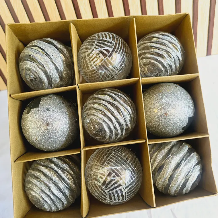 CAJA CON 9 ESFERAS NAVIDEÑAS MODELOS # SD129-27IAO (SD129-27IAN O SD129-27IAM) 10