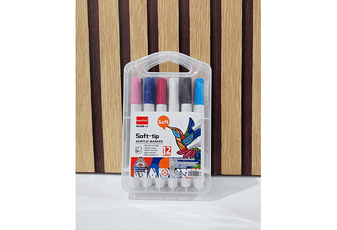 ESTUCHE CON 12 Y 24 PLUMONES ACRILICOS MOD# 808-12 Y 808-24