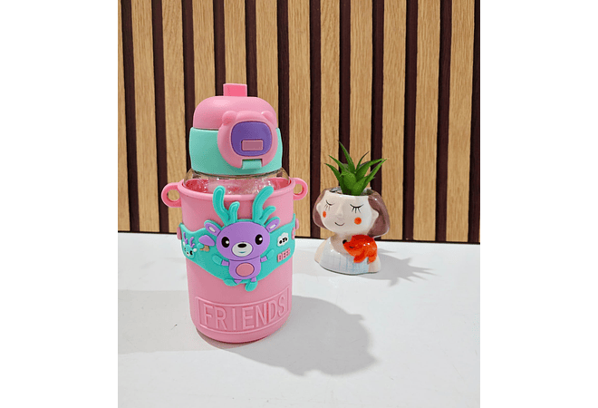 BOTE PARA AGUA DISEÑO ANIMALITOS DE 600 ML (BOLSITA) MOD# 2943