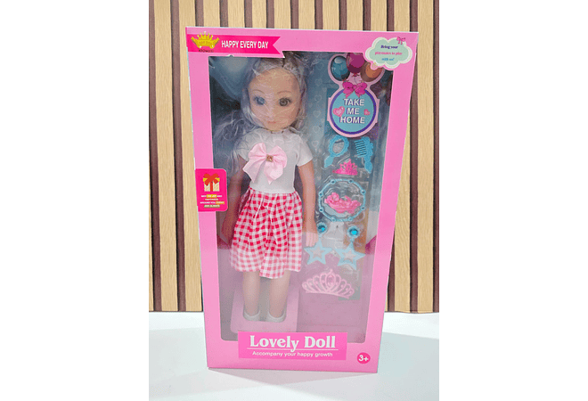 MUÑECA GRANDE LOVELY DOLL CON ACCESORIOS Y SONIDO (AL AZAR) MOD#