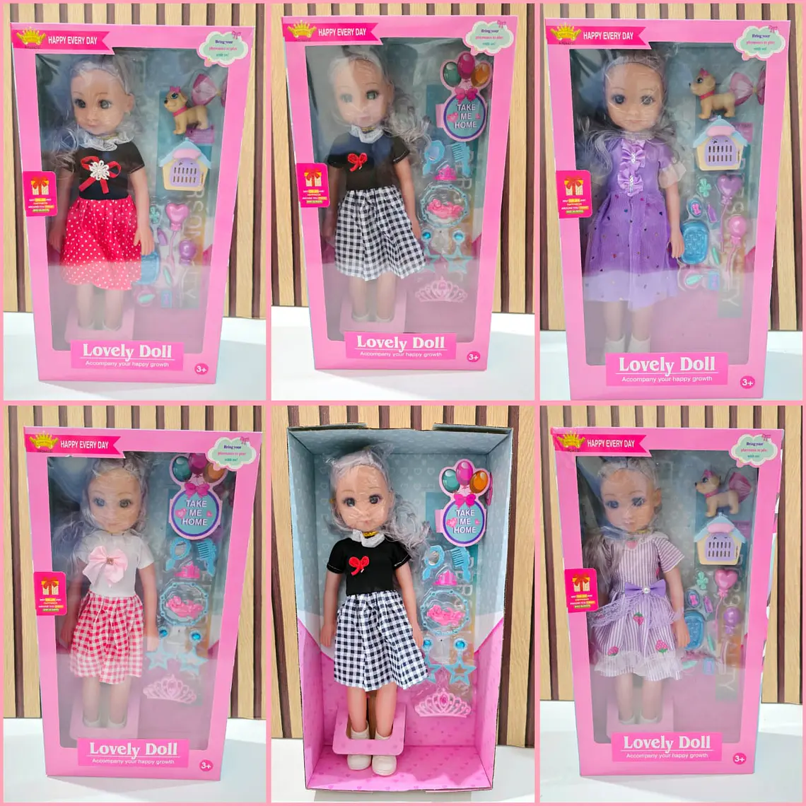 MUÑECA GRANDE LOVELY DOLL CON ACCESORIOS Y SONIDO (AL AZAR) MOD# 1