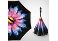 🌂☔SOMBRILLA REVERSIBLE NEGRA/FLORES MOD#2917☔☀️
