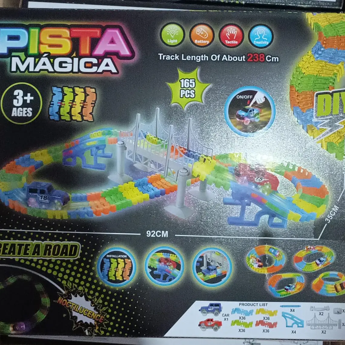 165 PCS, 1 PISTA DE CARRERA MÁGICA MULTICOLOR MOD#KQ212110 1