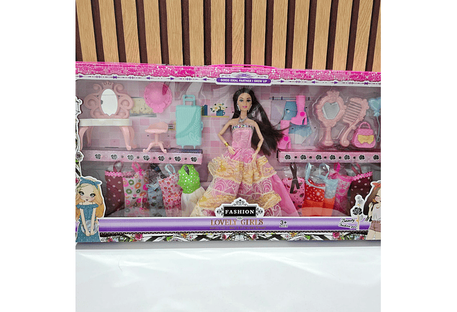 BARBIE CON ROPA Y ACCESORIOS  FASHION LOVELY GIRLS MOD# KR244232