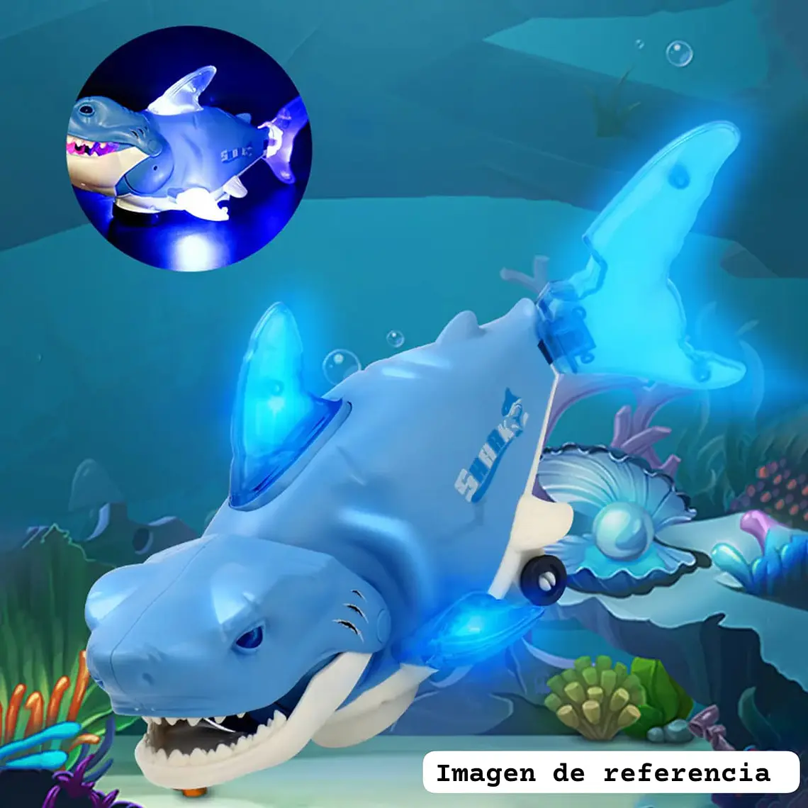 TIBURÓN CON LUZ Y SONIDO MOD# KR213181  🦈 3