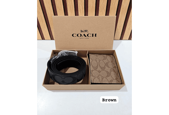 SET DE CARTERA CON CINTURON IMITACIÓN COACH PARA CABALLERO MOD# CHC-005P