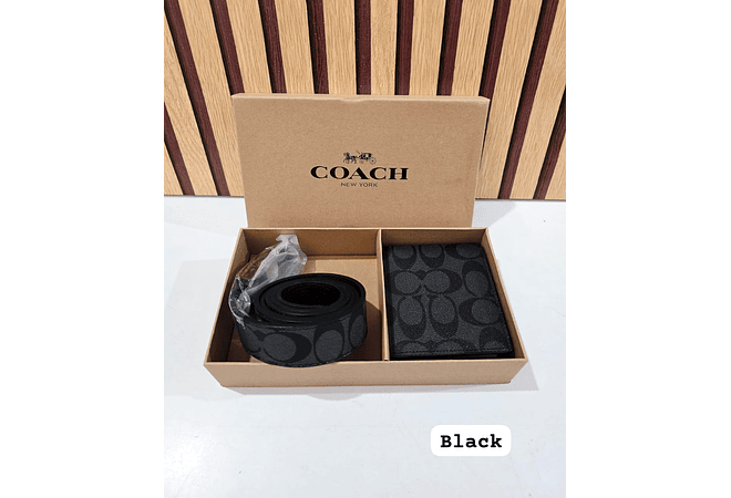 SET DE CARTERA CON CINTURON IMITACIÓN COACH PARA CABALLERO MOD# CHC-005P