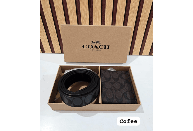 SET DE CARTERA CON CINTURON IMITACIÓN COACH PARA CABALLERO MOD# CHC-005P