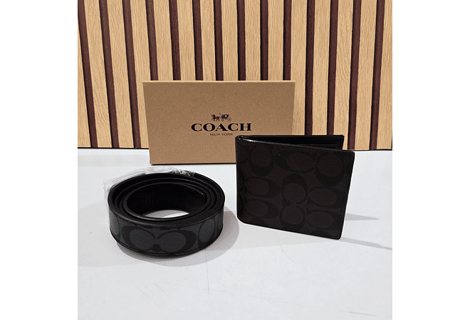 SET DE CARTERA CON CINTURON IMITACIÓN COACH PARA CABALLERO MOD# CHC-005P